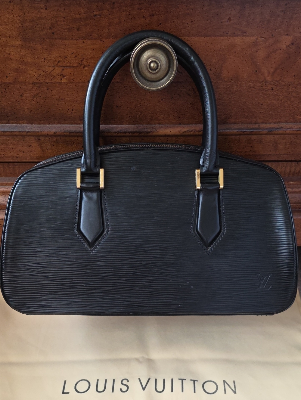 Louis Vuitton Black Epi Leather Jasmin Dome Satchel with Gold-Tone Hardware